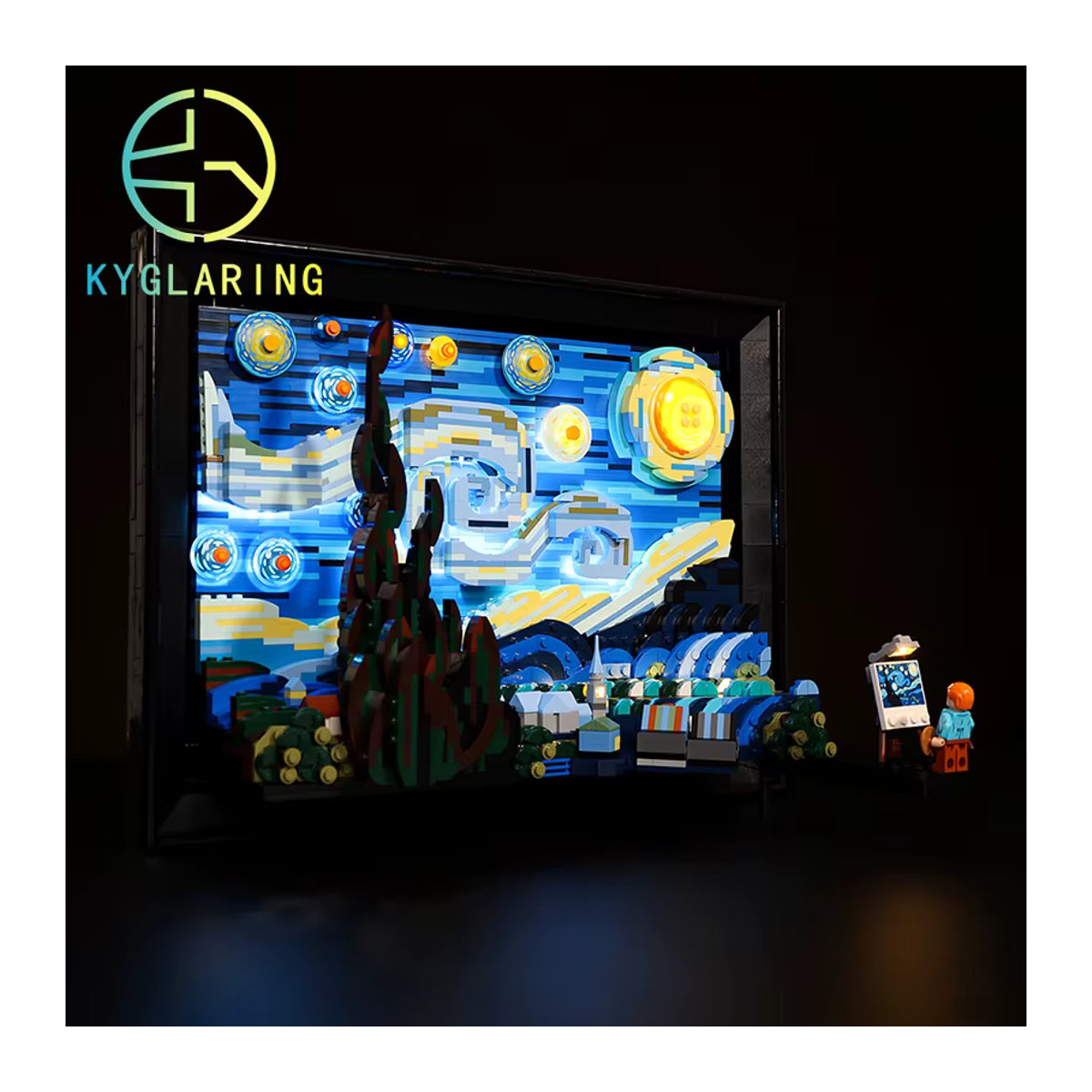 Kyglaring LED-Beleuchtungsset für Vincent Van Gogh Die Sternennacht 21333, Blau, DIY-Spielzeug aus Kunststoff - Bild 6