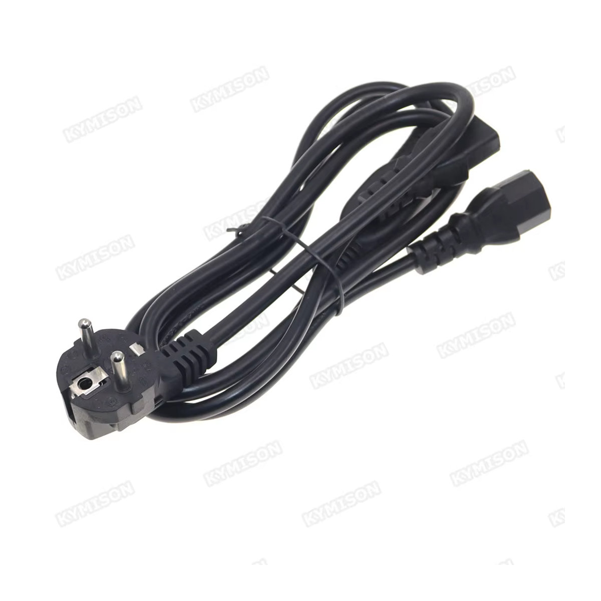KYMISON EU Schuko CEE7/7 auf 2x IEC C13 Weiblich Y-Splitter Netzkabel, Schwarz, 150 cm - Bild 2