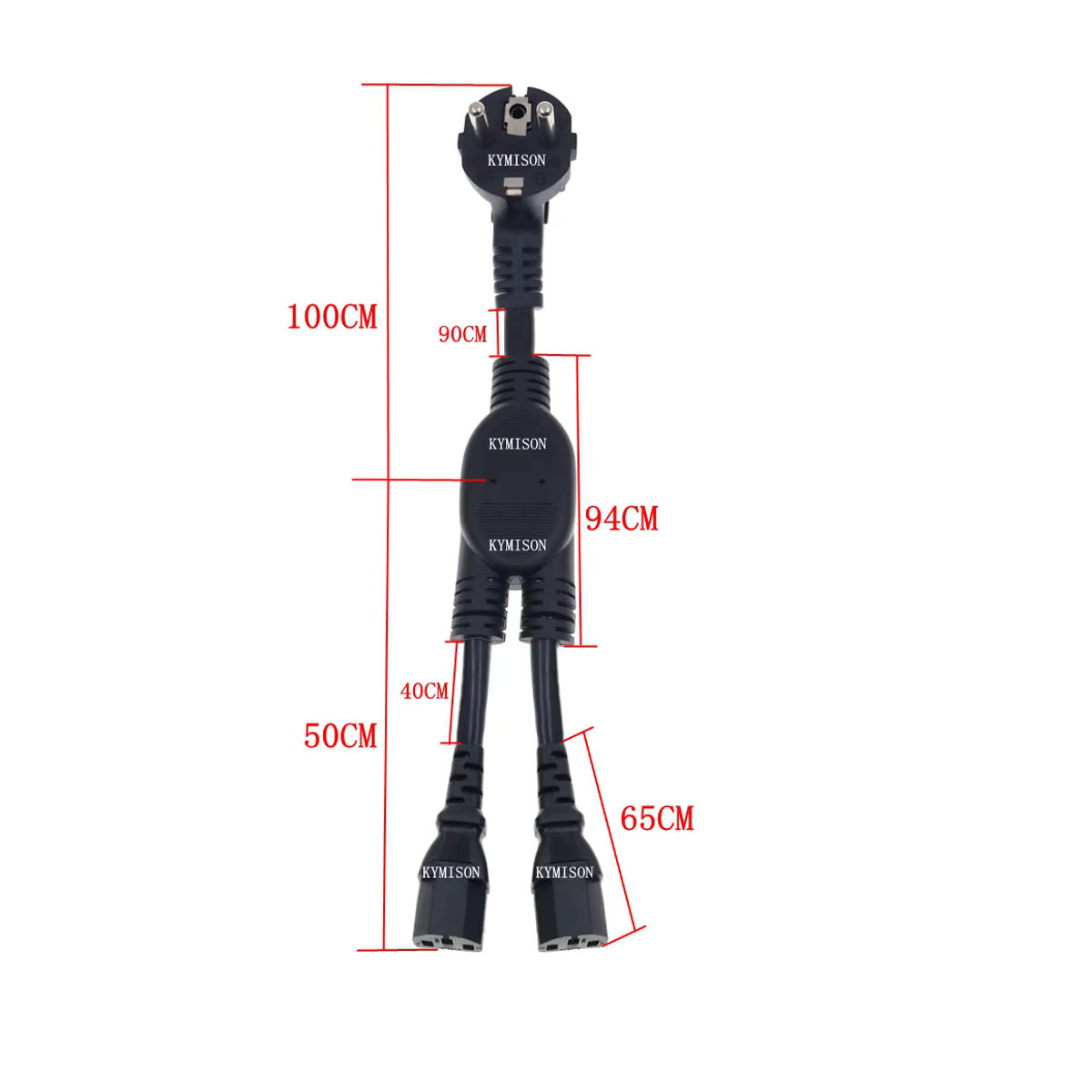 KYMISON EU Schuko CEE7/7 auf 2x IEC C13 Weiblich Y-Splitter Netzkabel, Schwarz, 150 cm - Bild 3