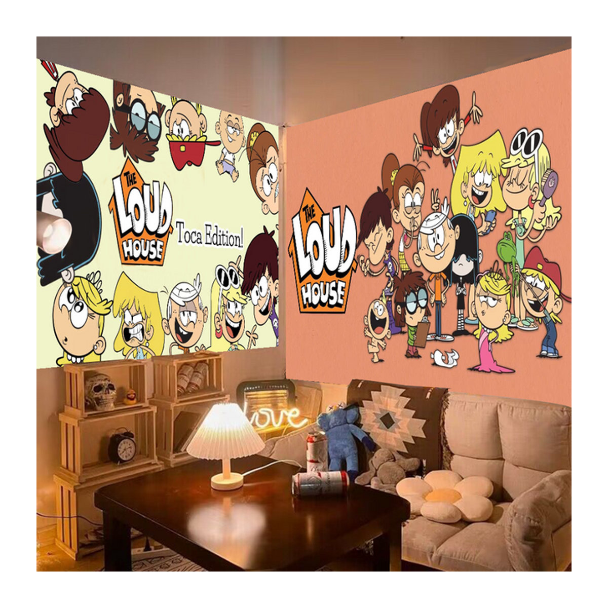 L-Loud H-House Happy Birthday Party Hintergrund aus Polyester für Kinder und Babypartys, mehrfarbig, B/H: 120 x 70 cm - Bild 1