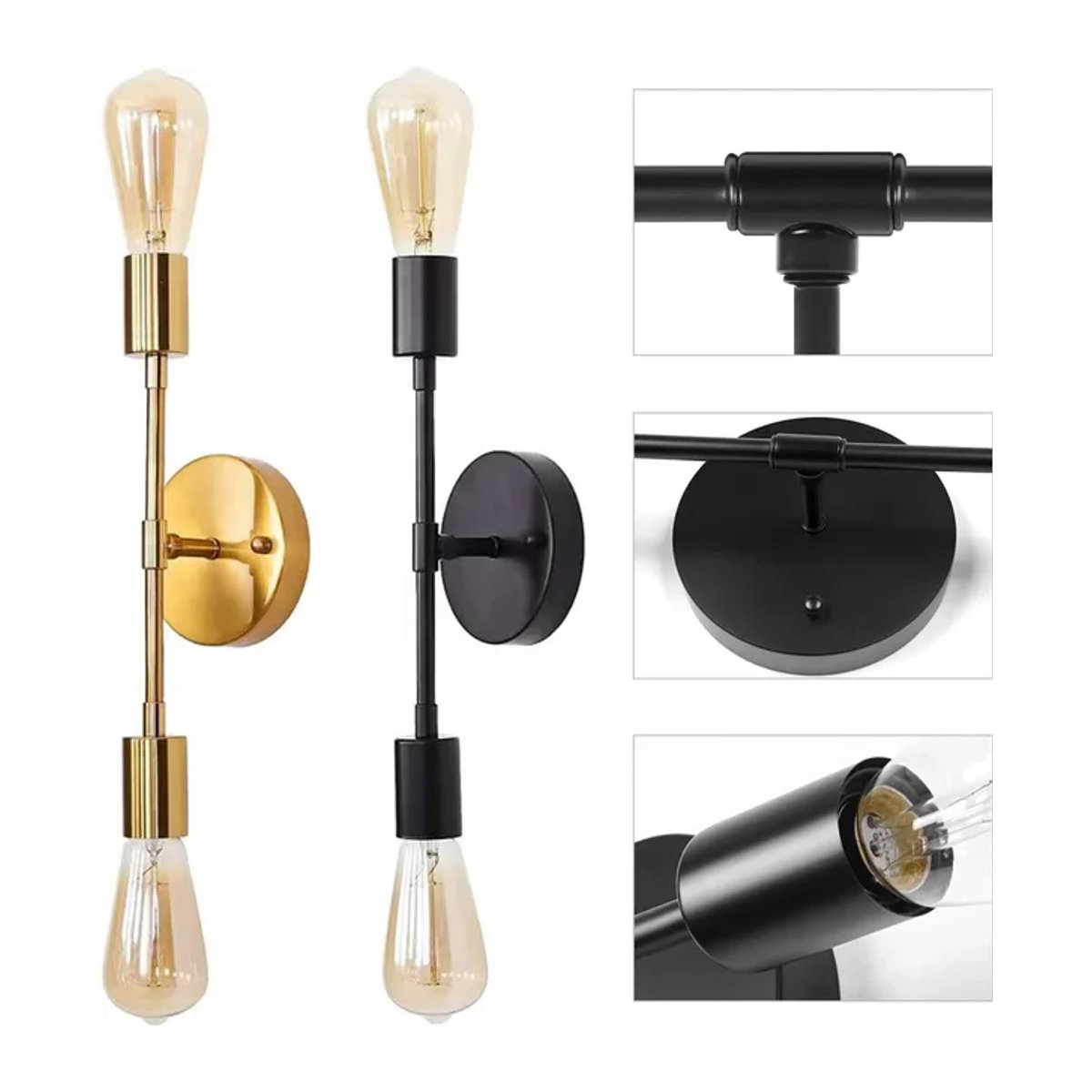 L-MANG Moderne 2-Kopf-Wandlampe in Schwarz für Wohnzimmer und Flur - Bild 1