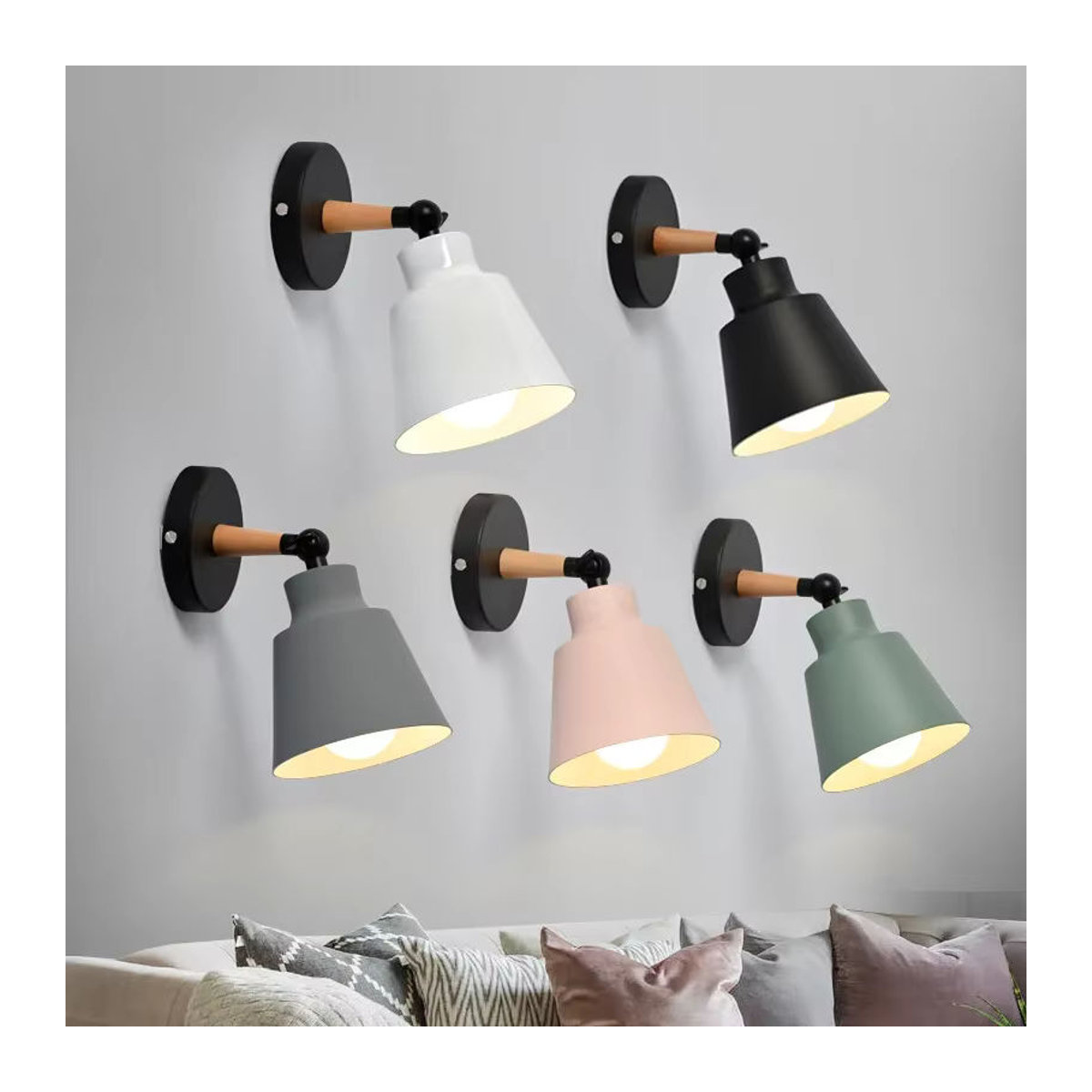L-MANG Moderne LED Wandlampe aus Massivholz im Skandinavischen Design Weiß - Bild 1