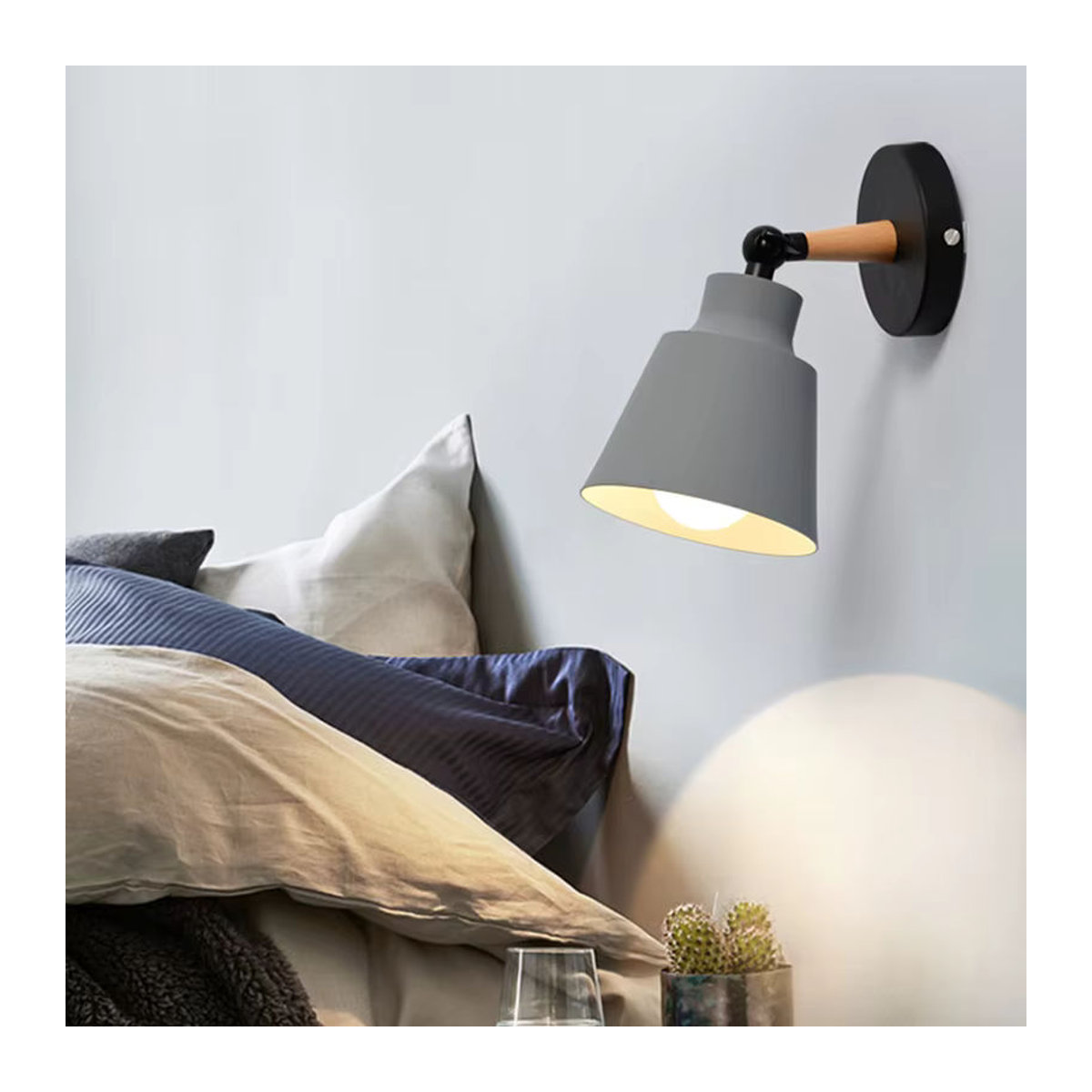 L-MANG Moderne LED Wandlampe aus Massivholz im Skandinavischen Design Weiß - Bild 2