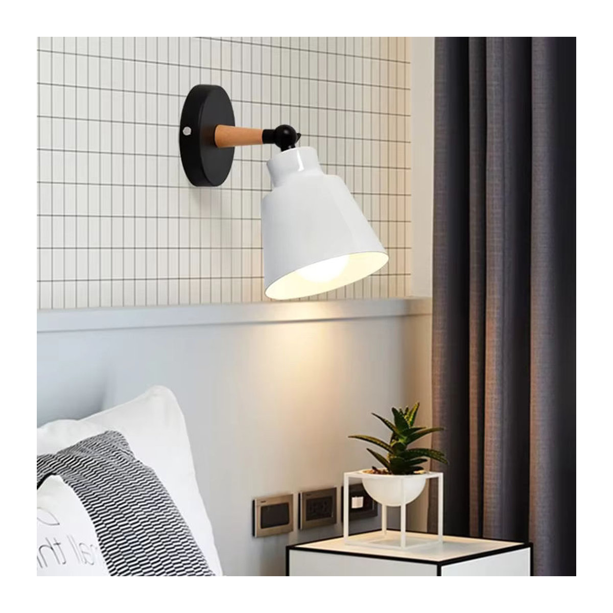 L-MANG Moderne LED Wandlampe aus Massivholz im Skandinavischen Design Weiß - Bild 3