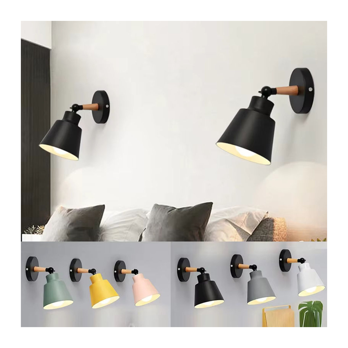 L-MANG Moderne LED Wandlampe aus Massivholz im Skandinavischen Design Weiß - Bild 5