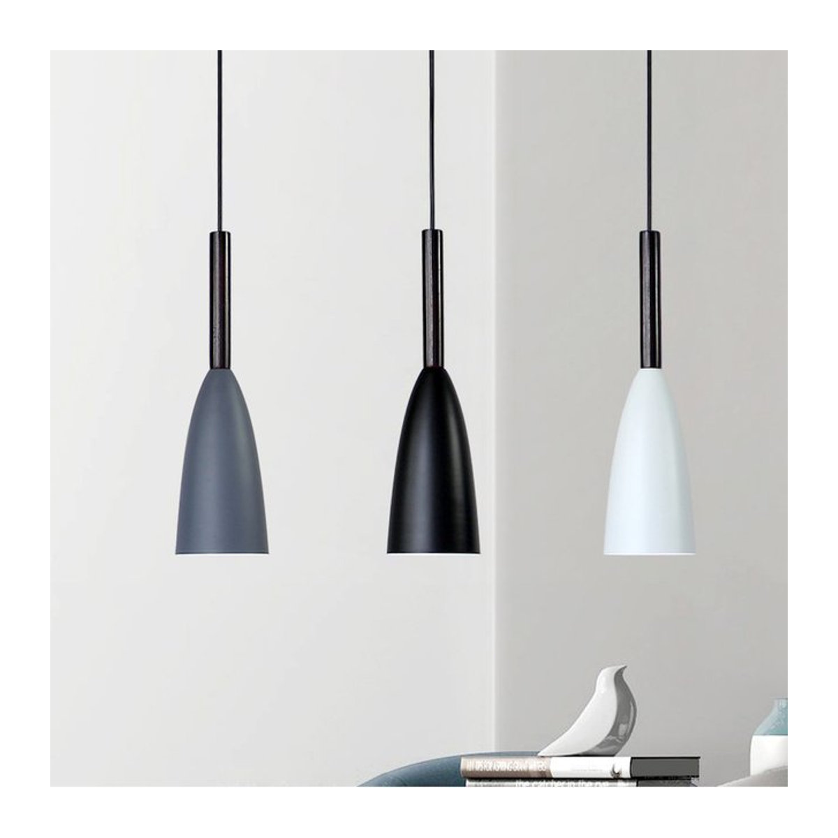 L-MANG Pendelleuchte im modernen skandinavischen Design, minimalistische Hängelampe für Küche, Esszimmer oder Schlafzimmer, mehrfarbig, E27 Fassung - Bild 1