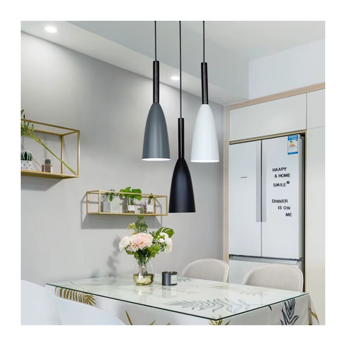 L-MANG Pendelleuchte im modernen skandinavischen Design, minimalistische Hängelampe für Küche, Esszimmer oder Schlafzimmer, mehrfarbig, E27 Fassung - Bild 3