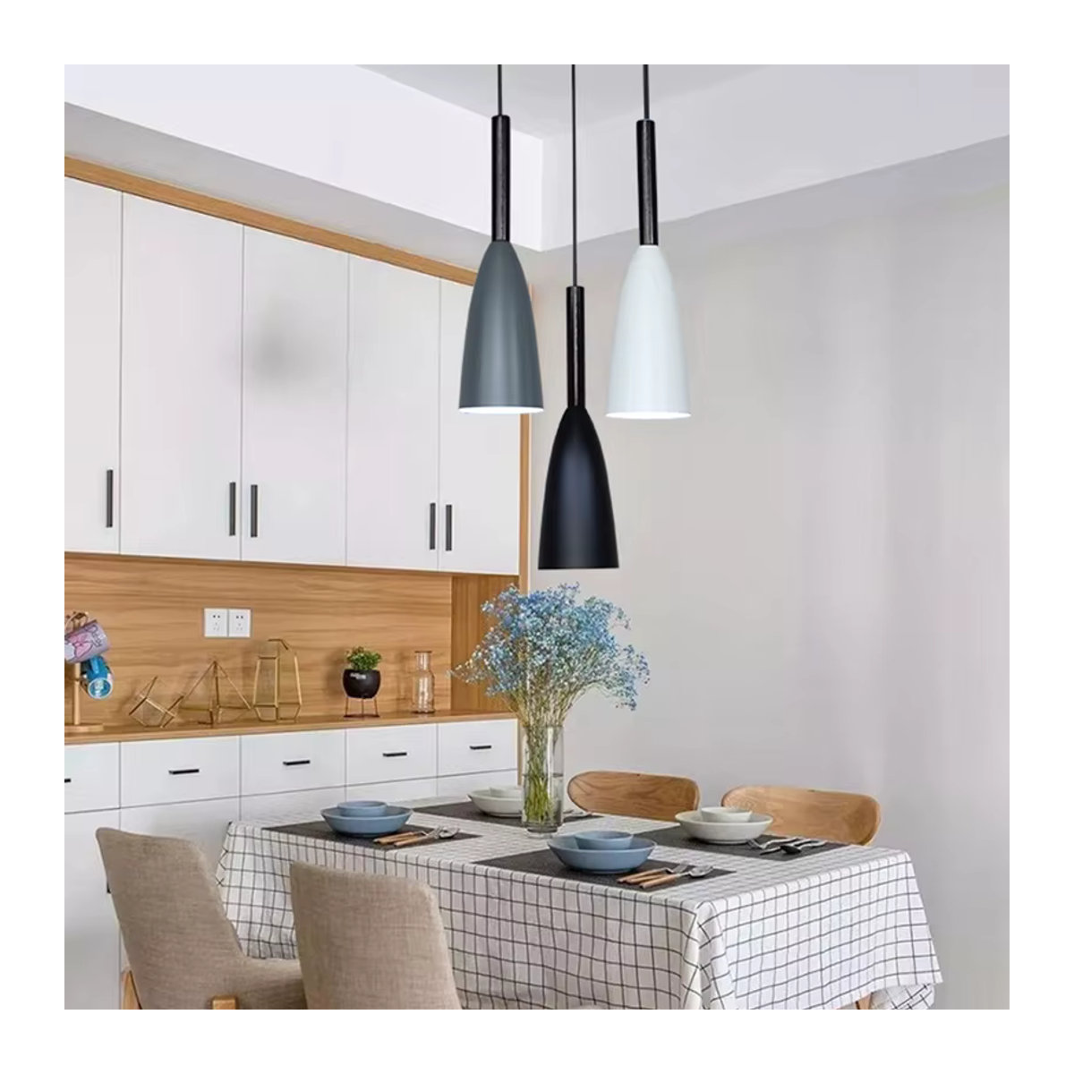 L-MANG Pendelleuchte im modernen skandinavischen Design, minimalistische Hängelampe für Küche, Esszimmer oder Schlafzimmer, mehrfarbig, E27 Fassung - Bild 5