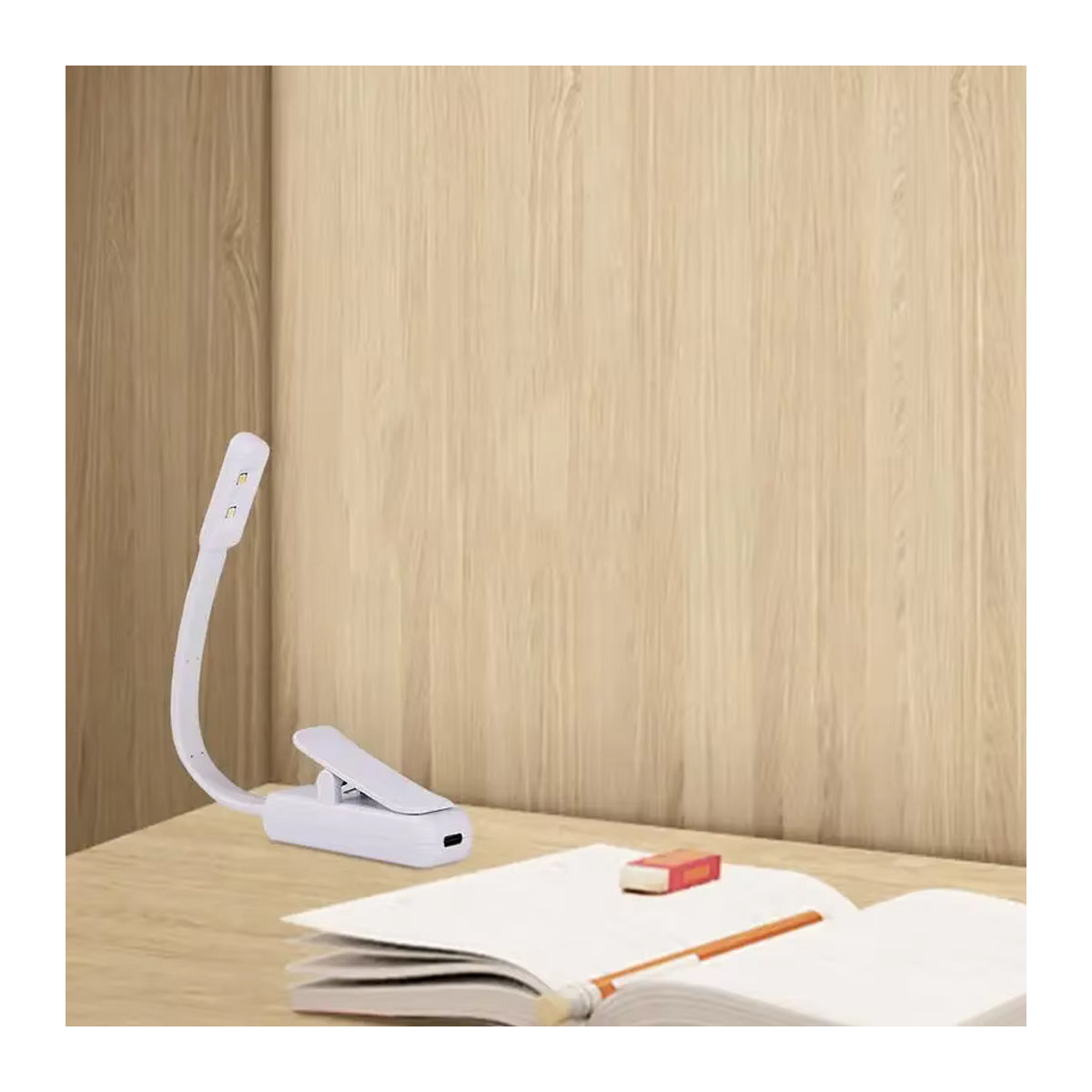 L-MANG Tragbare LED-Leseleuchte mit Klemme, wiederaufladbare Buchlampe für Camping und Reisen, minimalistisches Design - Bild 5