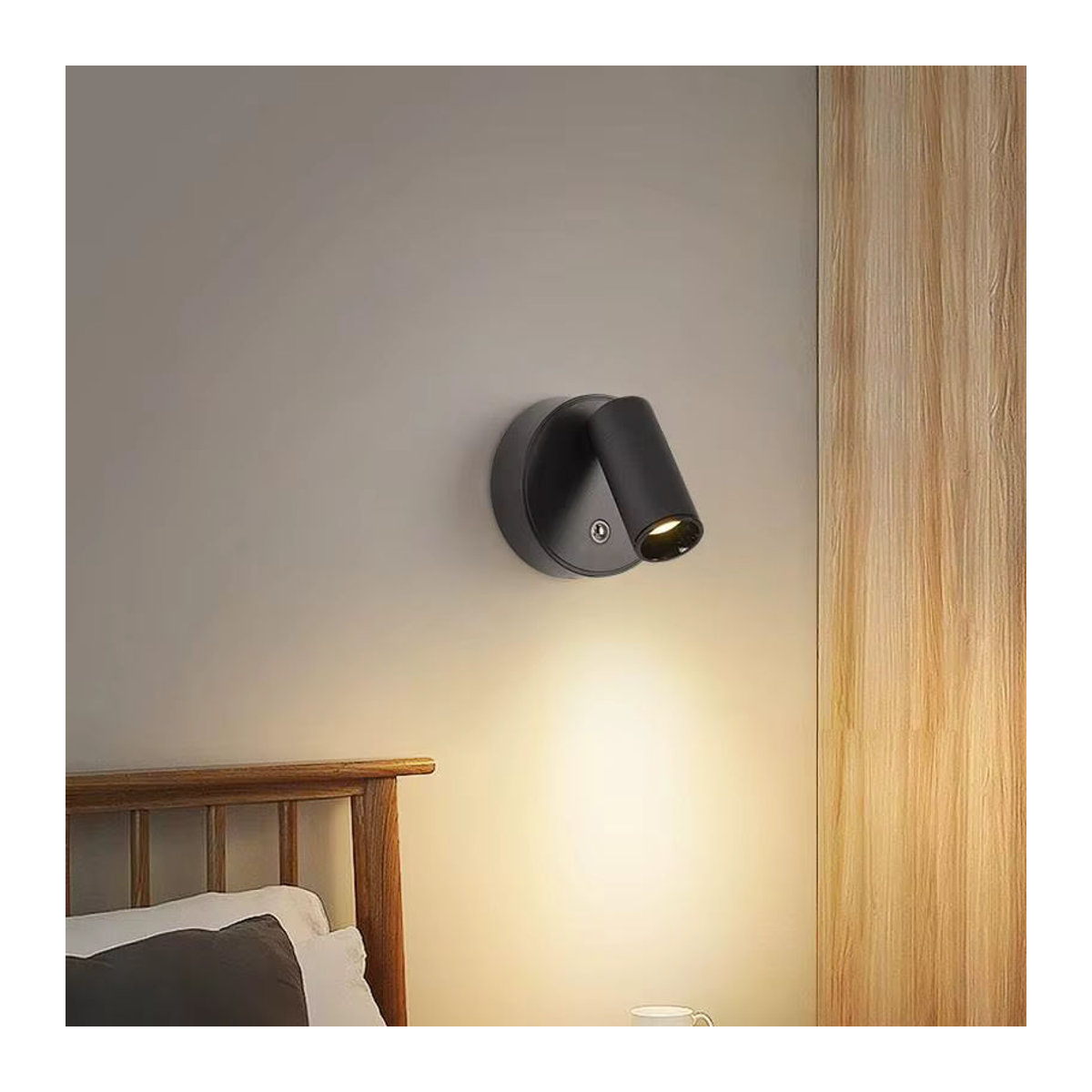 L-MANG USB wiederaufladbare kabellose LED-Wandleuchte mit Magnetfuß und Touch-Schalter, dimmbare Nachttischlampe in Schwarz/Weiß - Bild 2
