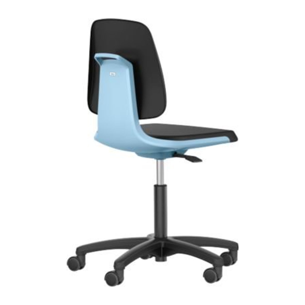 LABSIT Labordrehstuhl ohne Armlehnen in Blau mit Rollen und Kunstleder, Rückenlehnenhöhe: 42 cm - Bild 1