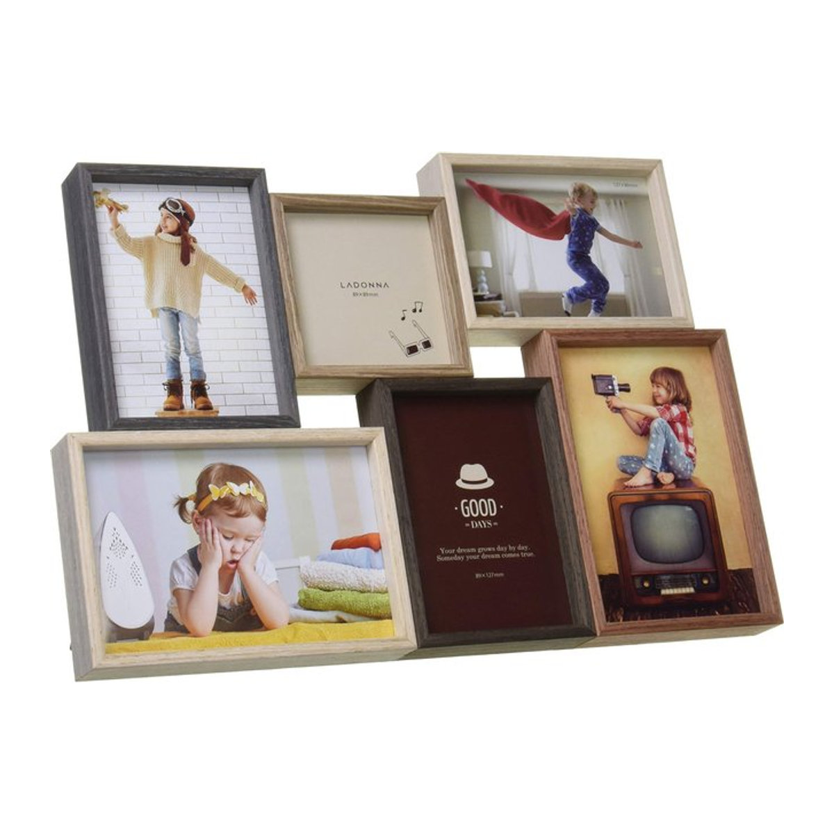 LADONNA Fotorahmen AVANTI Collage 080892 DF84-60 aus Holz in Retro-Optik, B/H/T: 147 x 97 x 2 cm - Bild 1