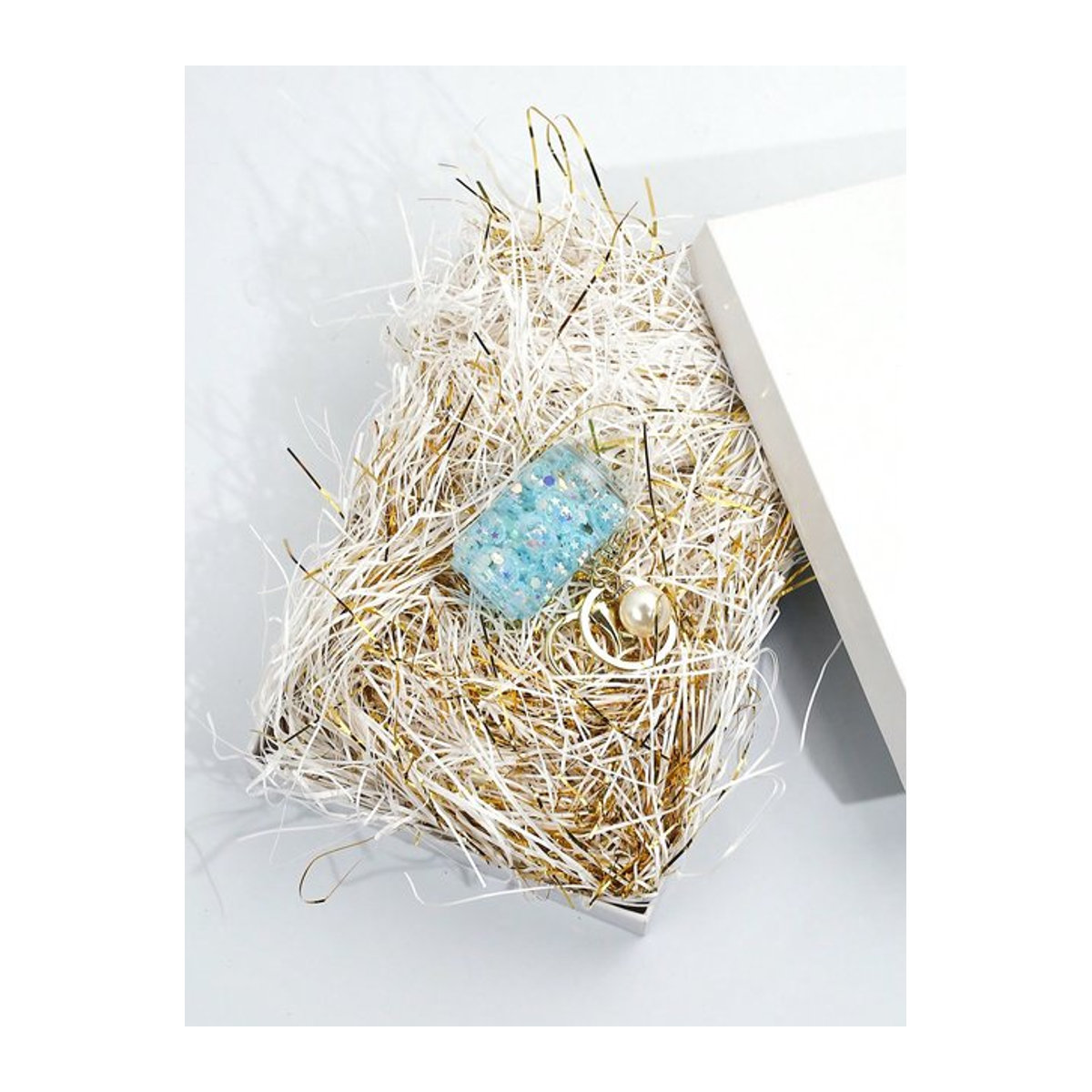 Lafite Geschenkbox-Füllung aus Raffia und Papier in Weiß und Gold, 30 g pro Beutel - Bild 1