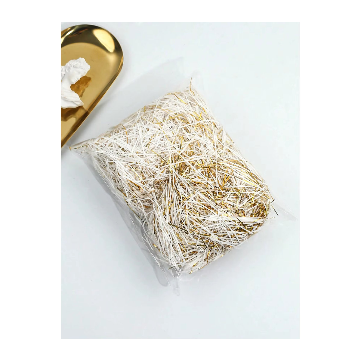 Lafite Geschenkbox-Füllung aus Raffia und Papier in Weiß und Gold, 30 g pro Beutel - Bild 2