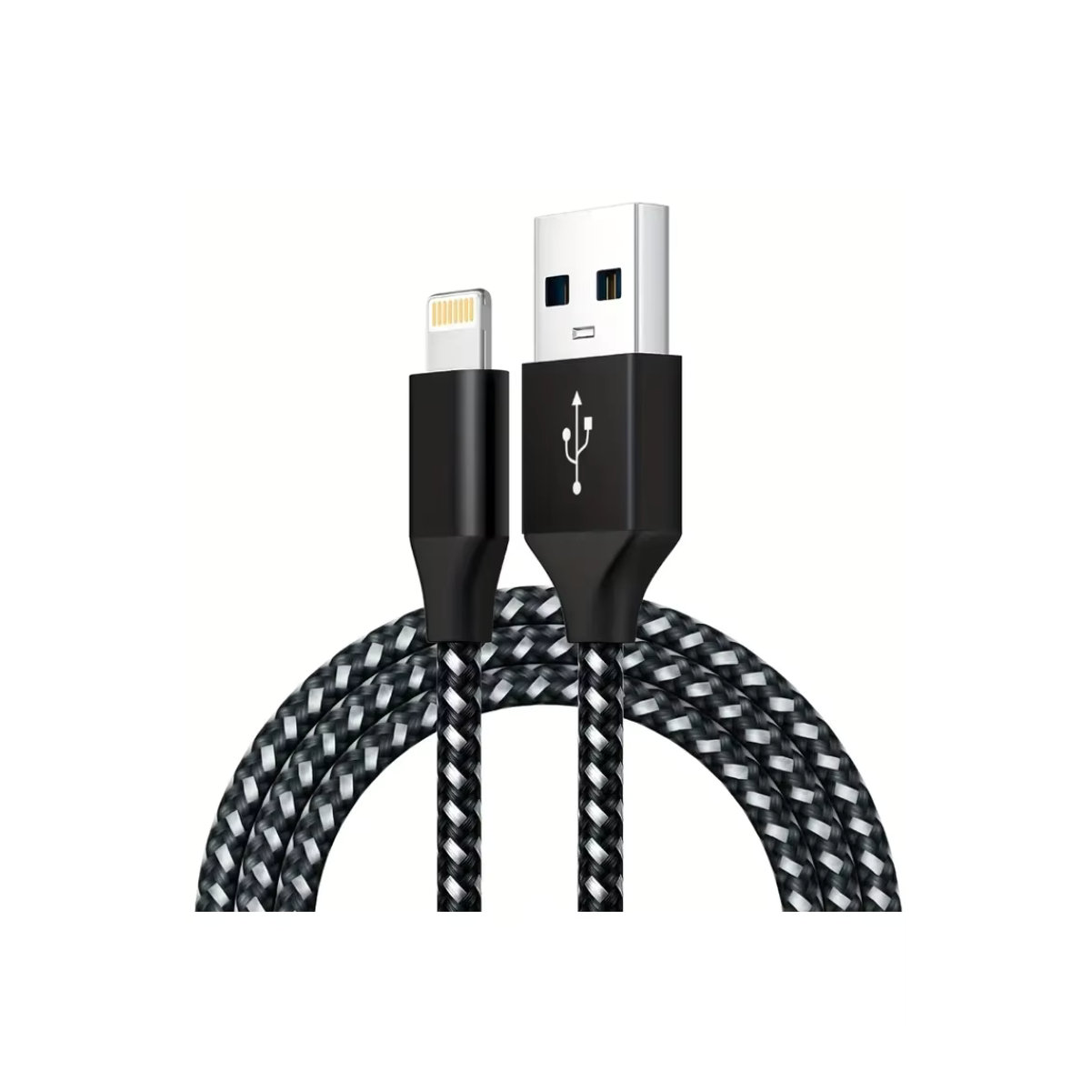 LAIHONEN MFi-zertifiziertes USB-A auf Lightning Schnellladekabel aus geflochtenem Nylon in Schwarz und Grau für iPhone 11 12 13 14 Pro XS - Bild 7