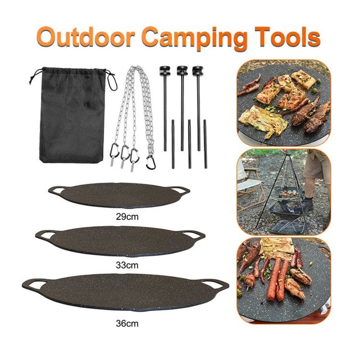 LAIMANEI Multifunktionale Dreieckige Grillpfannen-Halterung mit Antihaft-Grillpfanne für Camping und Outdoor - Bild 1