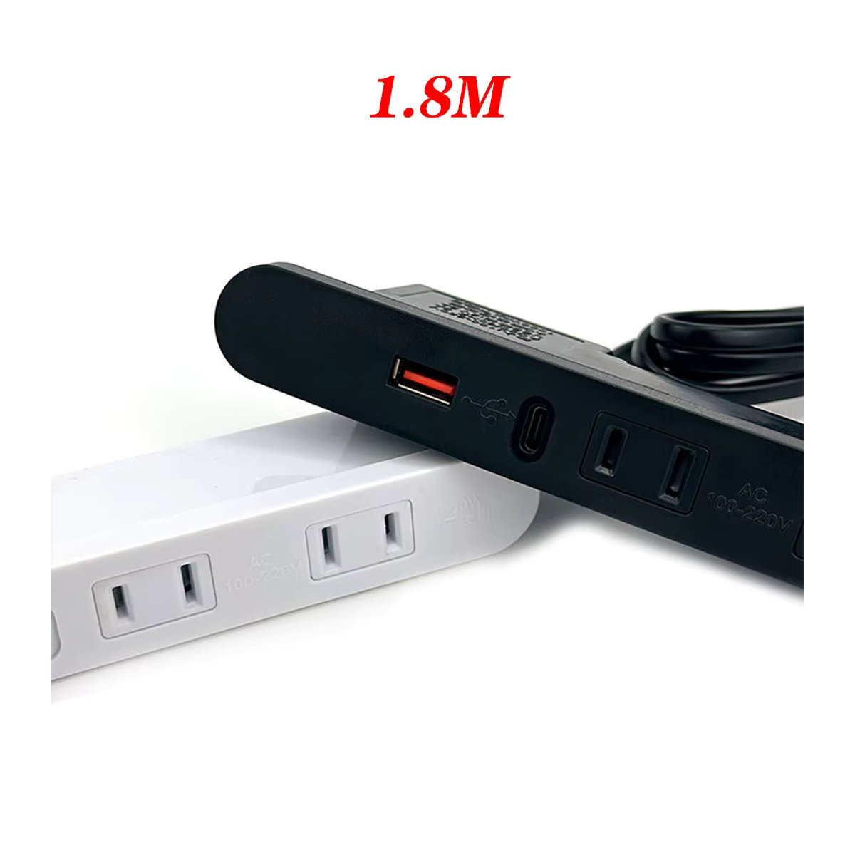 LAJQTAO Steckdosenleiste mit 2 Wechselstrom-Steckdosen, 1 USB-Anschluss (Typ C) und Netzwerkfilter, US-Stecker, Schwarz oder Weiß, Minimalistisches Design - Bild 3