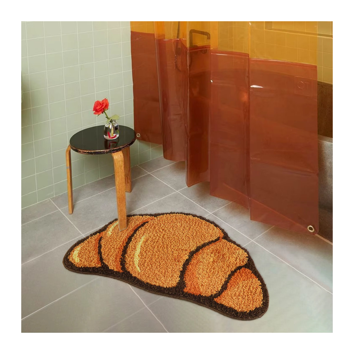 Lakea Croissant Teppich in Braun und Orange, flauschiger Bodenmatten-Dekor für Wohnzimmer und Bad, rutschfest und warm - Bild 2