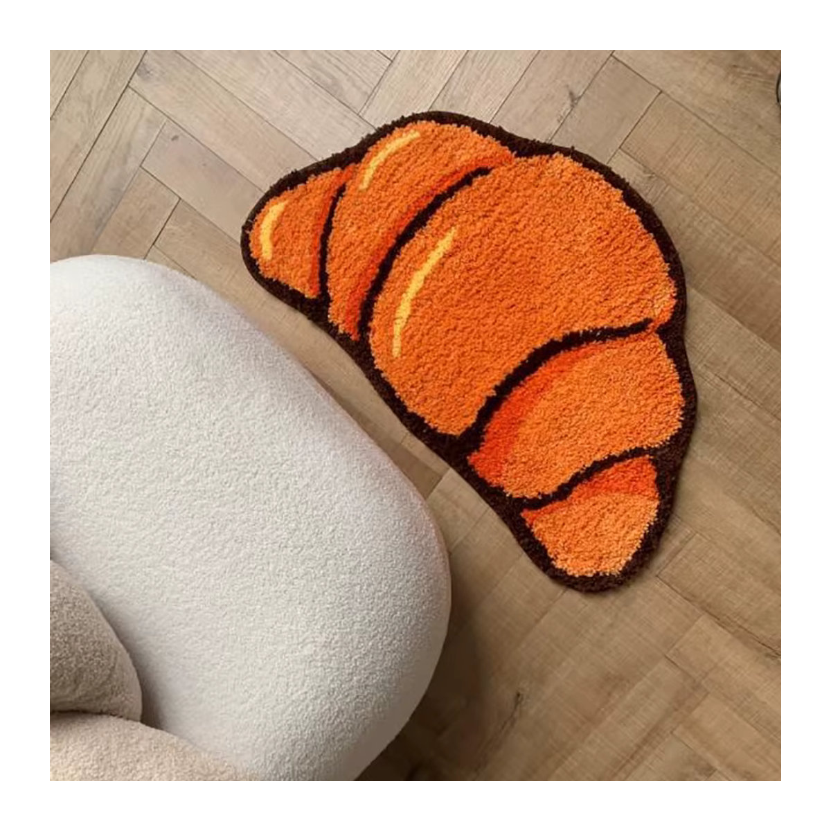 Lakea Croissant Teppich in Braun und Orange, flauschiger Bodenmatten-Dekor für Wohnzimmer und Bad, rutschfest und warm - Bild 3
