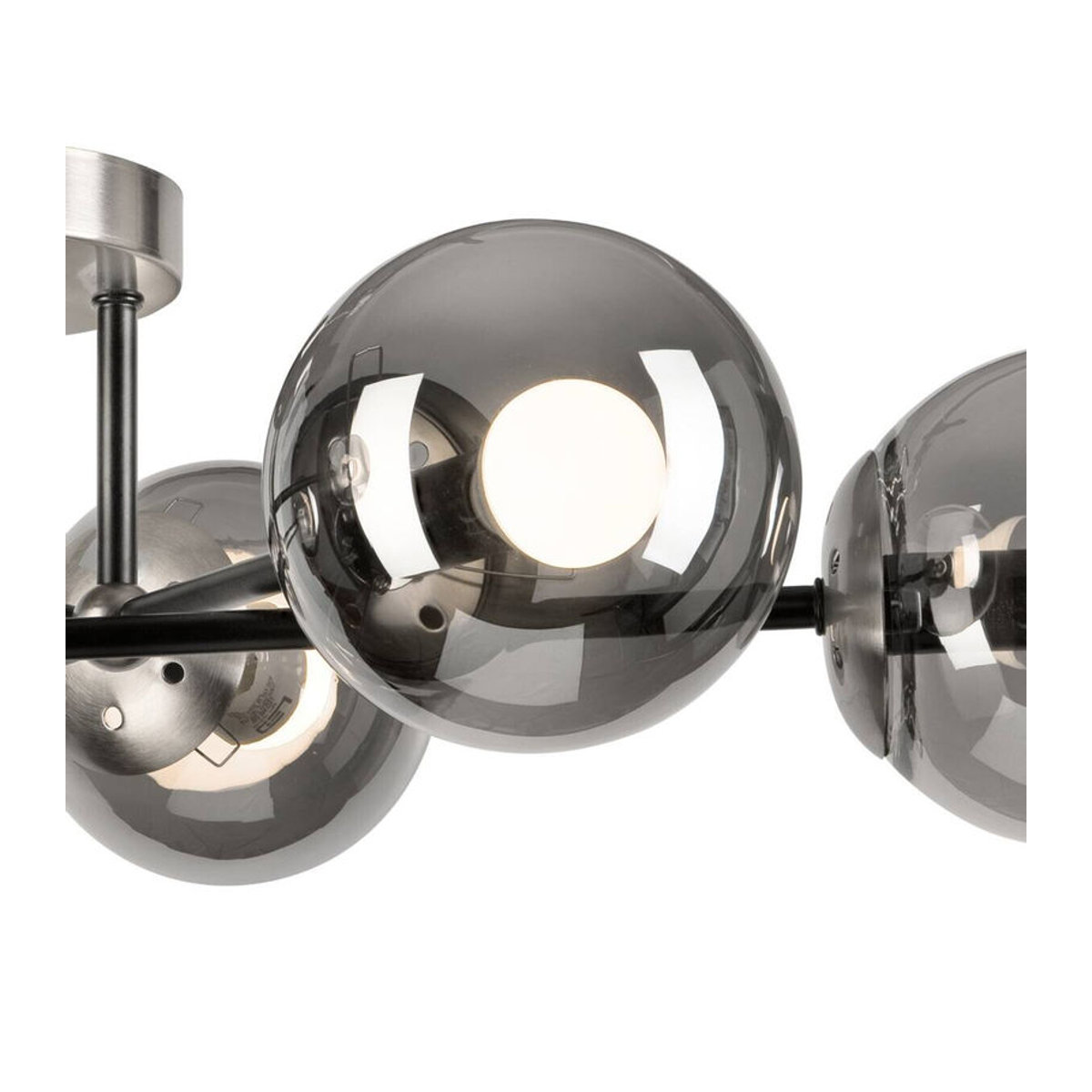 Lamkur Anbauleuchte Malena Deckenlampe aus Stahl und Glas in Chrom und Schwarz, B/H/L: 64 x 20 x 64 cm, E14, 6 Fassungen - Bild 2