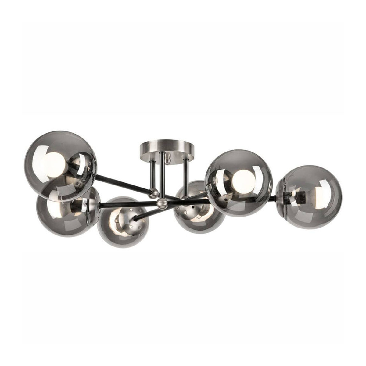 Lamkur Anbauleuchte Malena Deckenlampe aus Stahl und Glas in Chrom und Schwarz, B/H/L: 64 x 20 x 64 cm, E14, 6 Fassungen - Bild 3