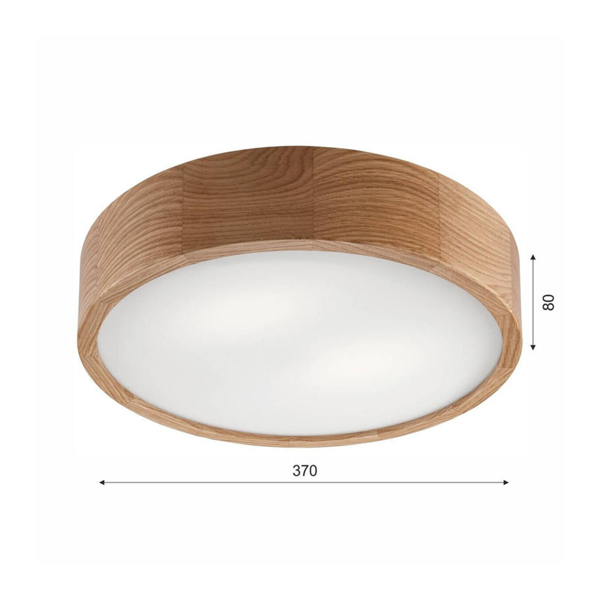 Lamkur Deckenleuchte Eveline in Eiche Natur und Glas mit 2x E27, H x B: 8 x 37 cm - Bild 1