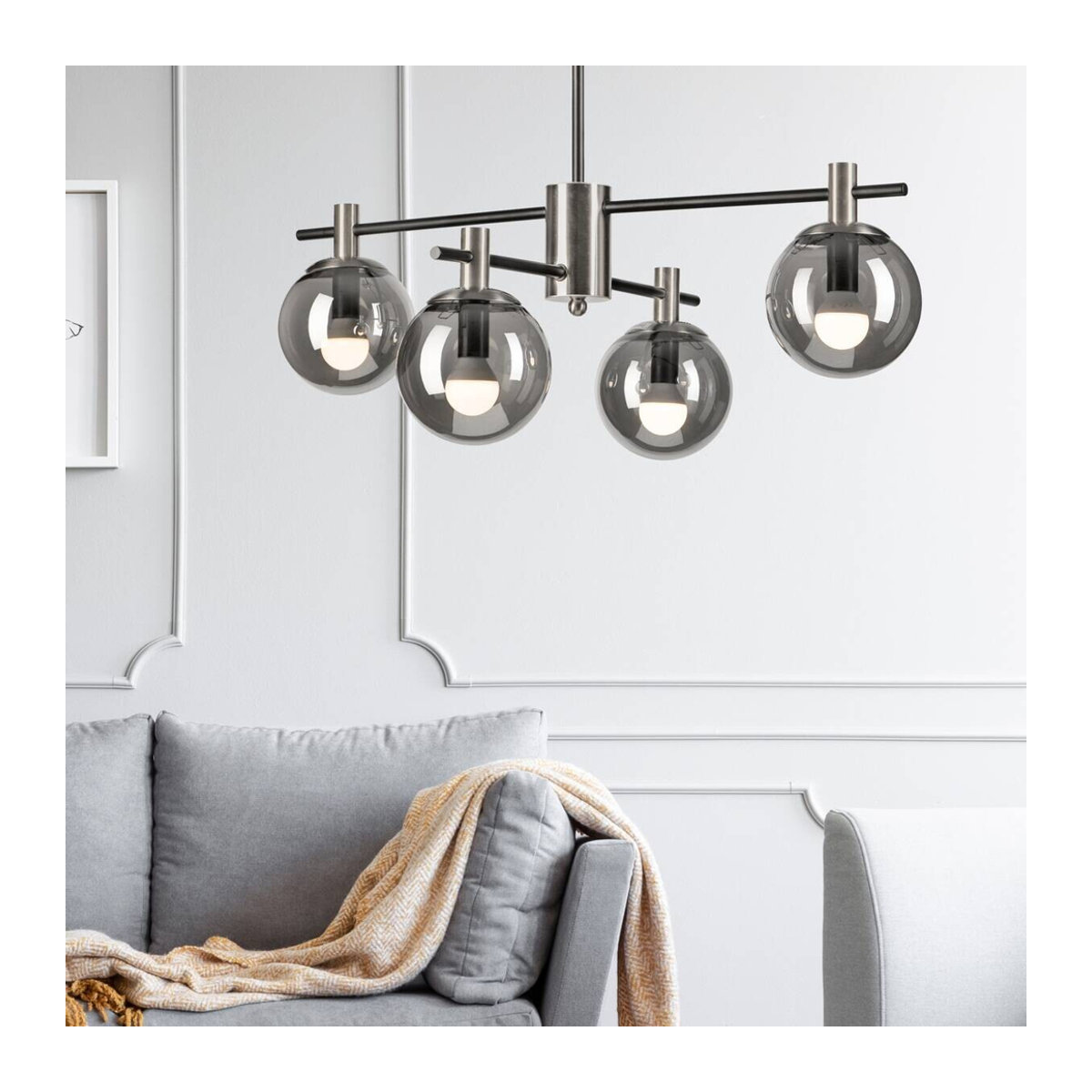 Lamkur Deckenleuchte Lilou Modern in Chrom aus Stahl und Glas mit 4 E14 Fassungen, B/H/T: 61 x 53 x 61 cm - Bild 3