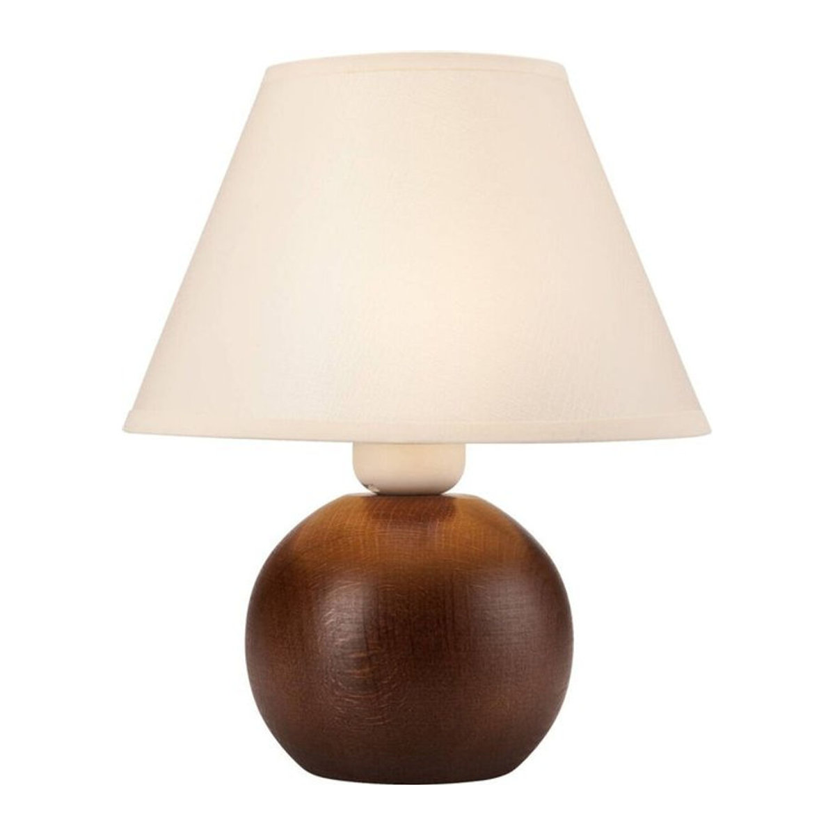 Lamkur Nachttischlampe Ball in Natur und Braun aus Stahl, Holz und Stoff mit E27 Fassung, H x B: 24 x 19 cm - Bild 1
