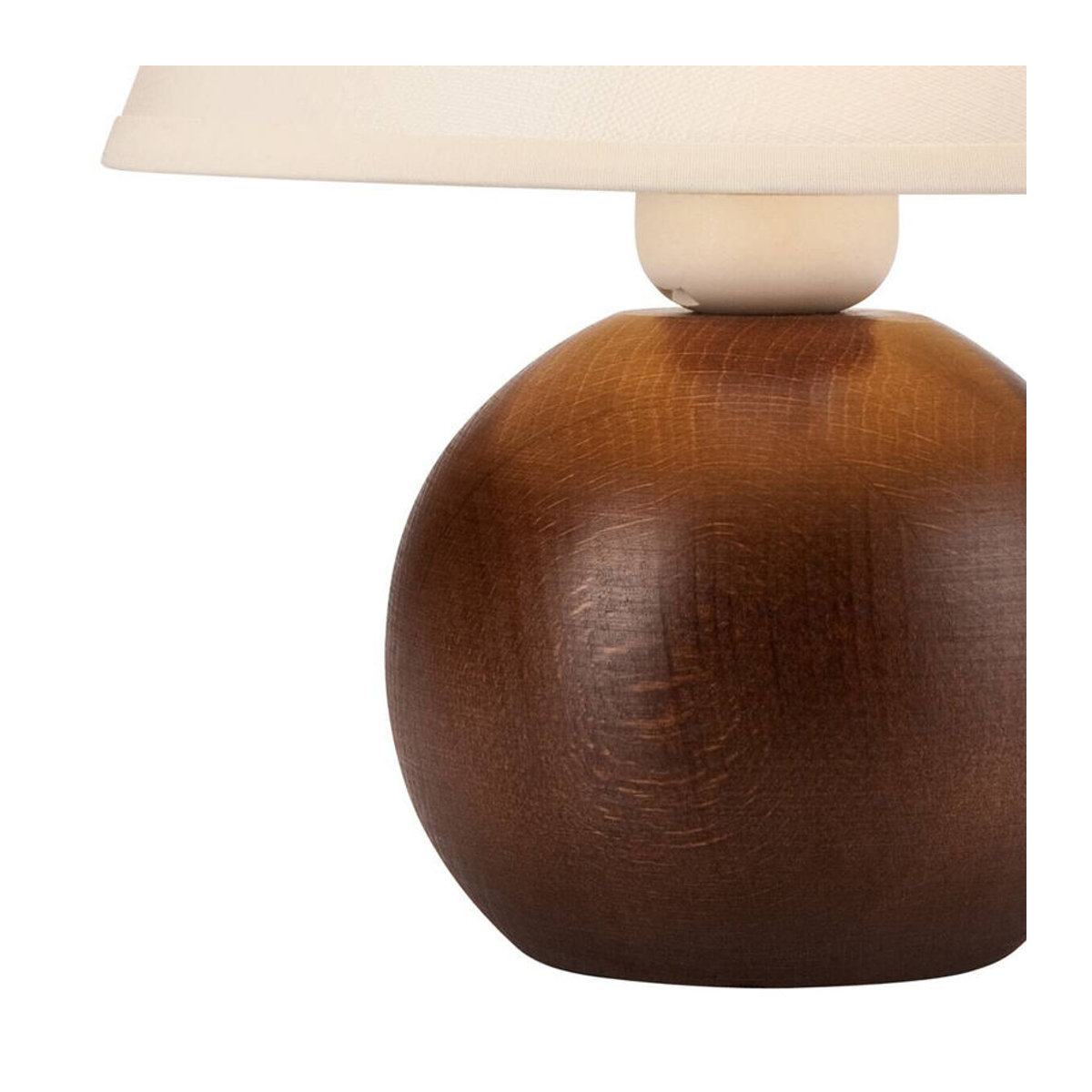 Lamkur Nachttischlampe Ball in Natur und Braun aus Stahl, Holz und Stoff mit E27 Fassung, H x B: 24 x 19 cm - Bild 3