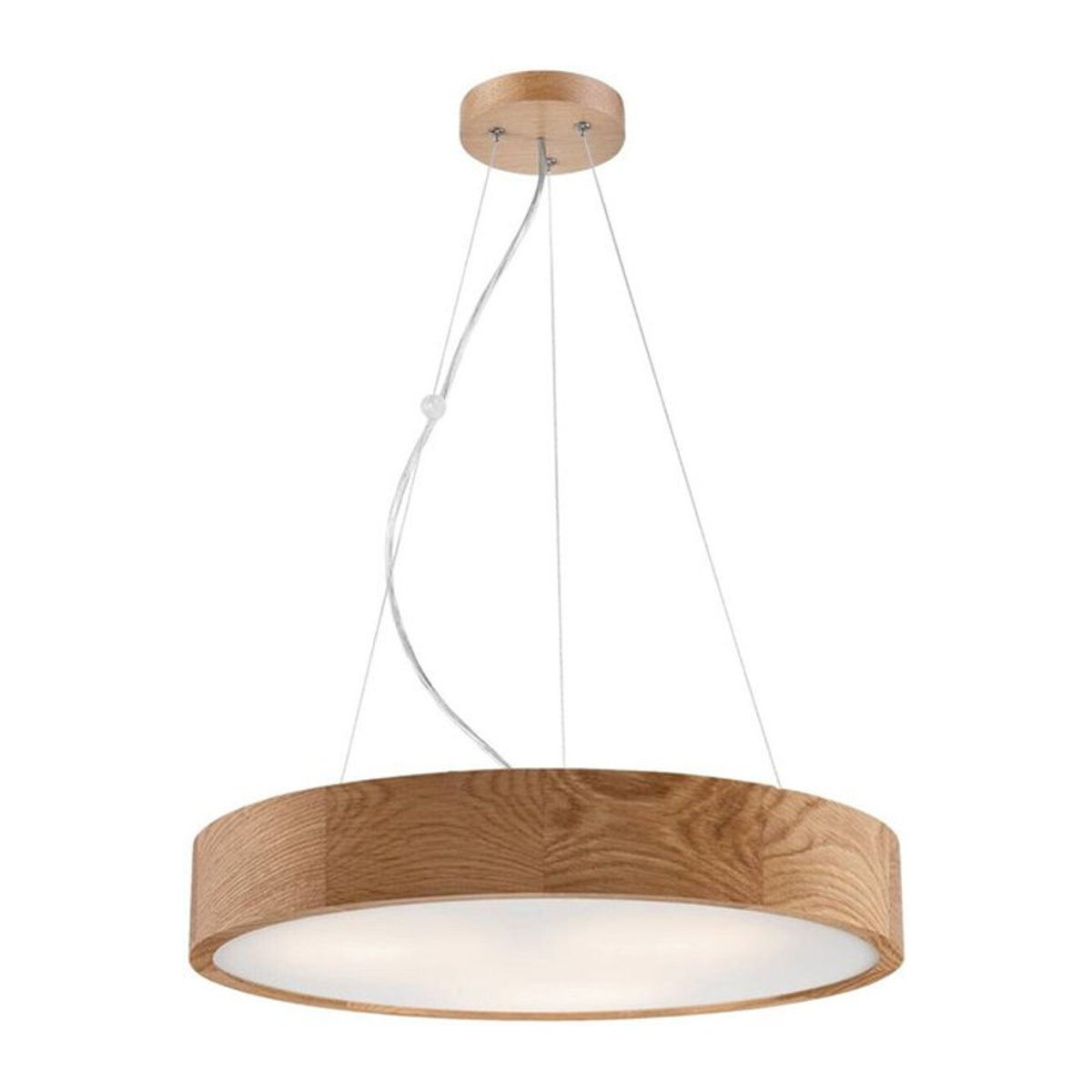 Lamkur Pendelleuchte Eveline in Eiche Natur mit Glas und 3x E27, H: 80 cm, B: 47 cm - Bild 1