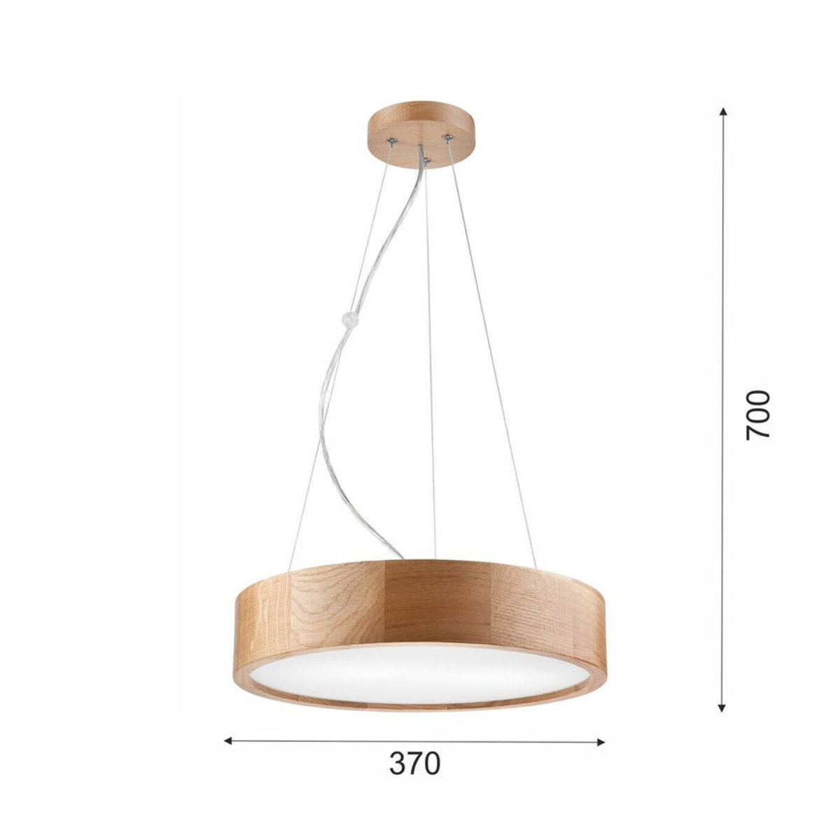 Lamkur Pendelleuchte Eveline in Eiche Natur mit Glas und 3x E27, H: 80 cm, B: 47 cm - Bild 3
