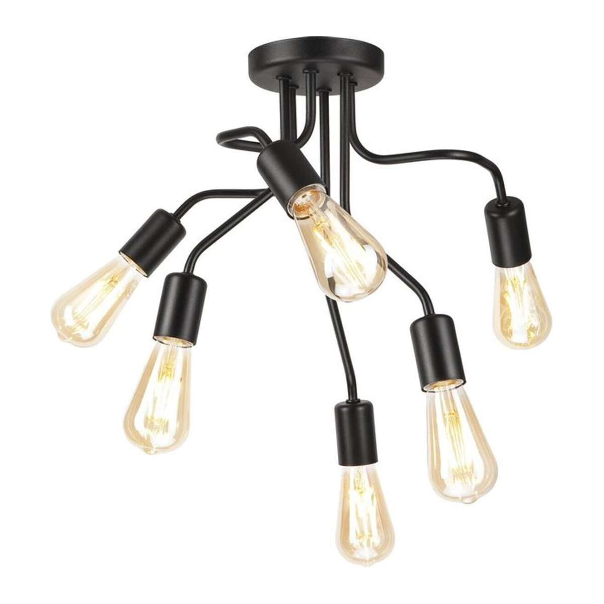 Lamkur Pendelleuchte Industrial aus Stahl in Schwarz, E27, 6 Fassungen, B: 44 cm, H: 40 cm, T: 44 cm - Bild 1