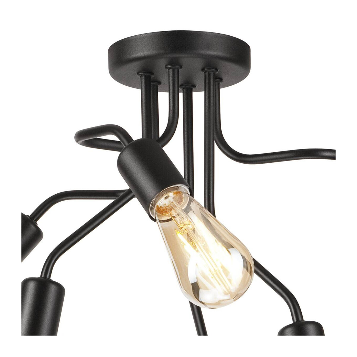 Lamkur Pendelleuchte Industrial aus Stahl in Schwarz, E27, 6 Fassungen, B: 44 cm, H: 40 cm, T: 44 cm - Bild 2