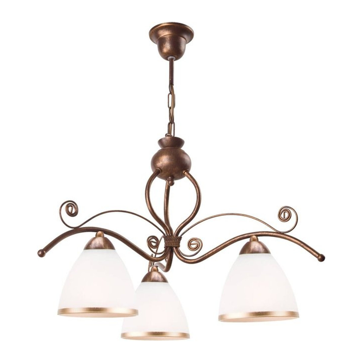 Lamkur Pendelleuchte Retro II in Braun aus Glas und Stahl mit 3 E27 Fassungen, Höhe: 73 cm, Breite: 41 cm - Bild 1