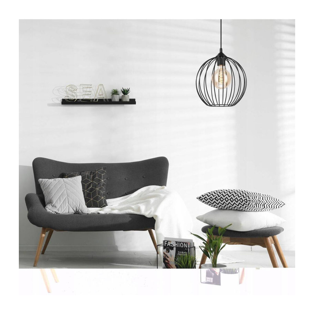 Lamkur Pendelleuchte Zoya in Schwarz aus Stahl im Industrial Design mit E27 Fassung, Höhe: 86 cm, Durchmesser: 24 cm - Bild 4