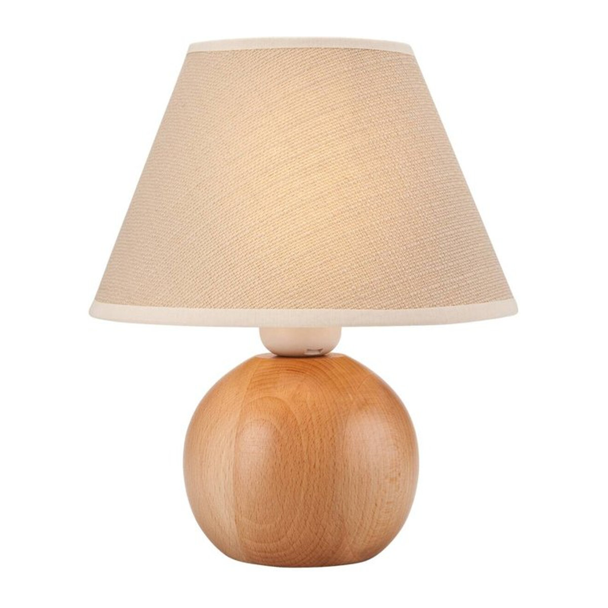 Lamkur Tischleuchte Ball in Natur aus Holz, Stahl und Stoff mit E27 Fassung, H x B: 24 x 19 cm - Bild 1