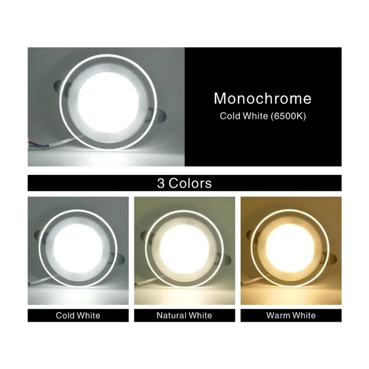 LAN MU LED Downlight 4 Zoll runde Einbauleuchte mit 3 wechselbaren Farben, 6 W, 220 V - Bild 3