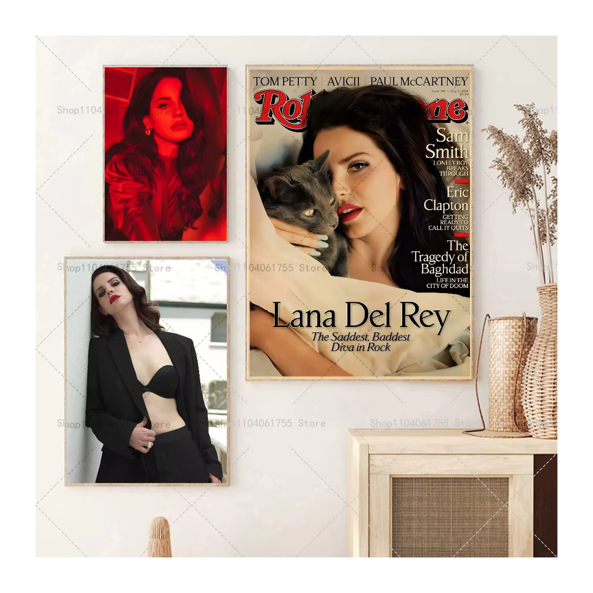 Lana Del Rey Sänger Wandposter Selbstklebender Wasserfester Papier Aufkleber für Zimmer und Bar - Bild 2
