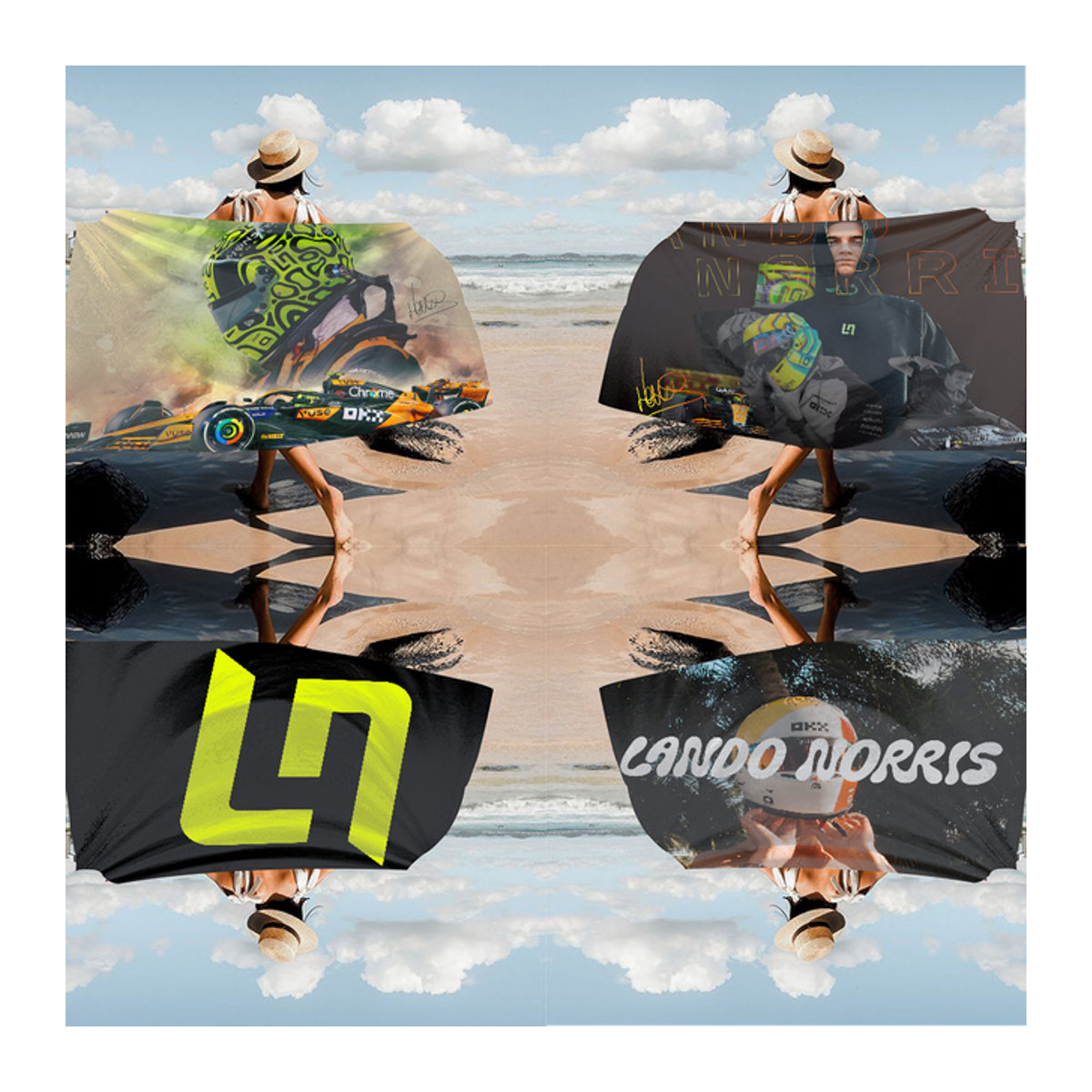 Lando Norris Racer Handtuch aus reiner Baumwolle mit Muster, schnell trocknend und saugfähig - Bild 1