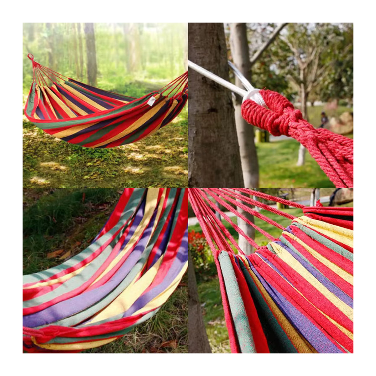 Langlebige Single Travel Hängematte aus Baumwolle in Blau mit Tragetasche für Outdoor und Indoor - Bild 5
