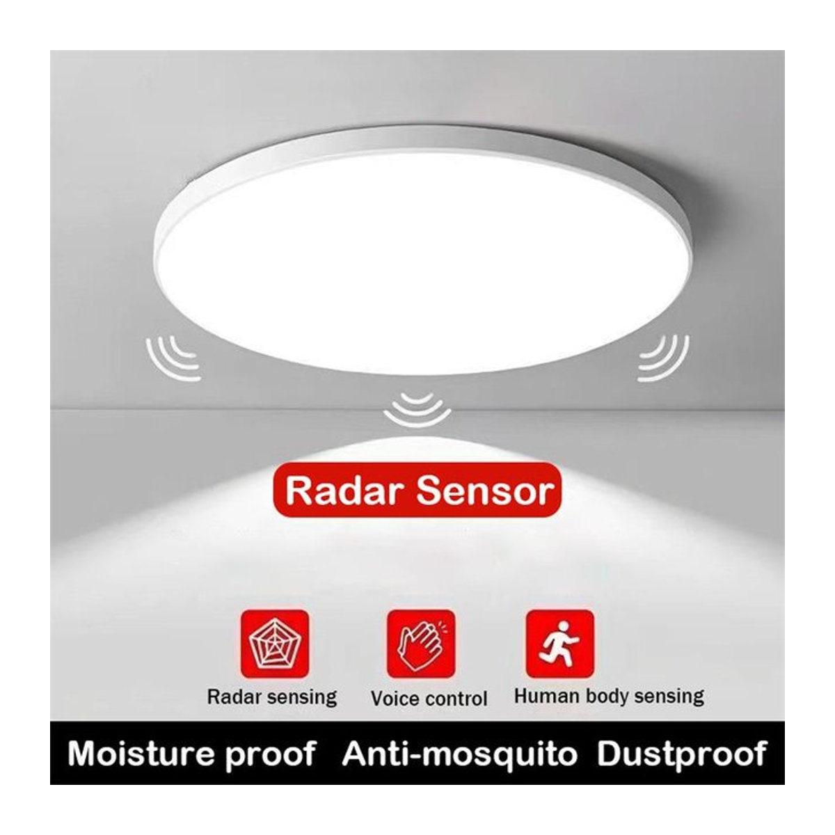 LANGYUE LED Deckenleuchte mit Radar-Bewegungsmelder in Weiß, minimalistisches Design für Flur, Treppe und Garage - Bild 1