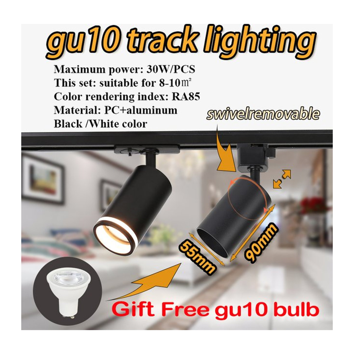 LANGYUE Schienenlicht GU10 Strahler aus Aluminium in Schwarz, dimmbar und Smart Home kompatibel - Bild 1