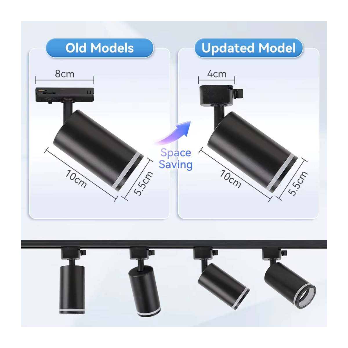 LANGYUE Schienenlicht GU10 Strahler aus Aluminium in Schwarz, dimmbar und Smart Home kompatibel - Bild 2
