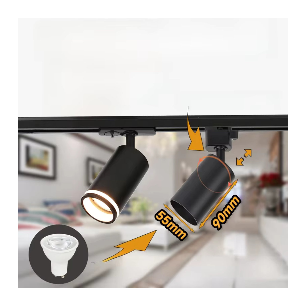 LANGYUE Schienenlicht GU10 Strahler aus Aluminium in Schwarz, dimmbar und Smart Home kompatibel - Bild 6