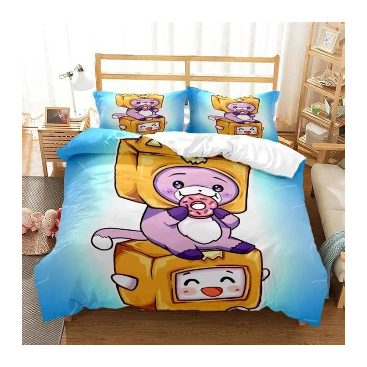 Lankybox Foxy Boxy Bettwäsche Set für Kinder mit Bettdecke und Kissenbezug, EU Single, B/H: 135 x 200 cm - Bild 1
