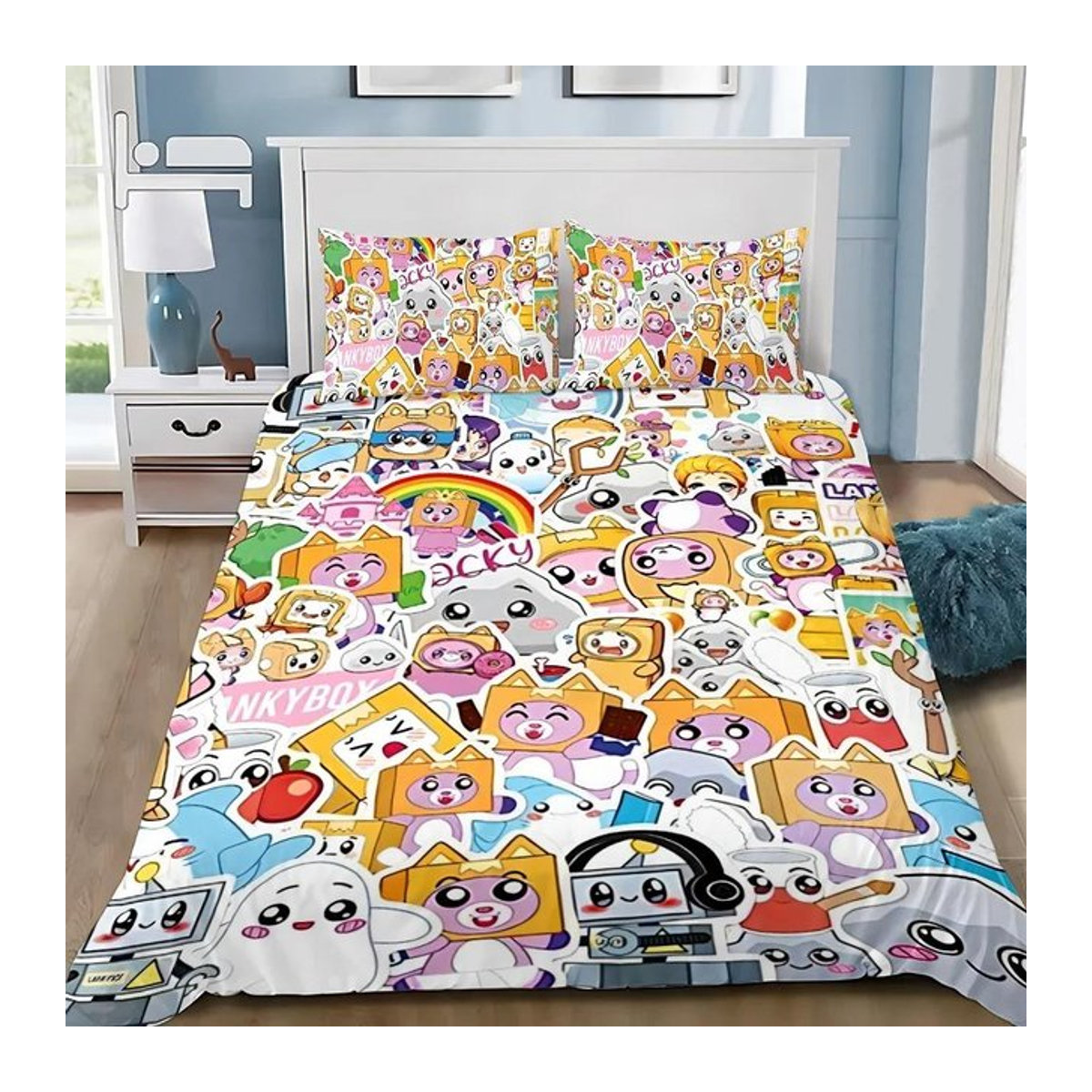Lankyboxes Bettwäscheset mit Cartoon-Design für Kinder und Erwachsene, Multicolor, 3-teilig, Breite: 228 cm, Höhe: 228 cm - Bild 1