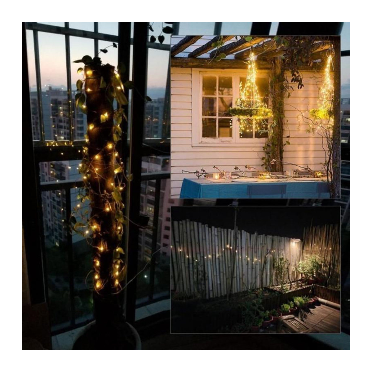 Lanzhong Home Decoration Solar-Lichterkette mit 50 LED, mehrfarbig, wasserdicht IP65, 7m Länge für Garten und Außenbereich - Bild 2