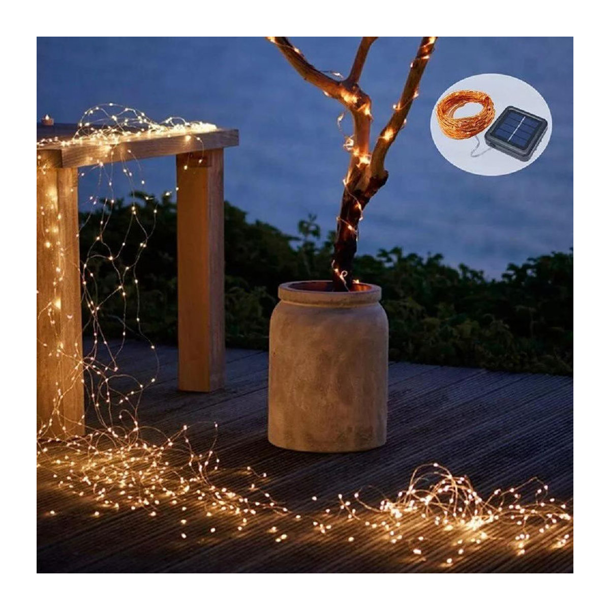 Lanzhong Home Decoration Solar-Lichterkette mit 50 LED, mehrfarbig, wasserdicht IP65, 7m Länge für Garten und Außenbereich - Bild 4