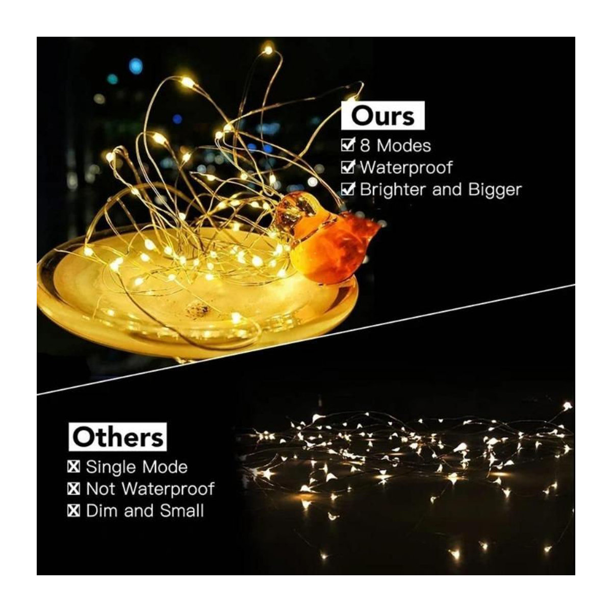 Lanzhong Home Decoration Solar-Lichterkette mit 50 LED, mehrfarbig, wasserdicht IP65, 7m Länge für Garten und Außenbereich - Bild 9