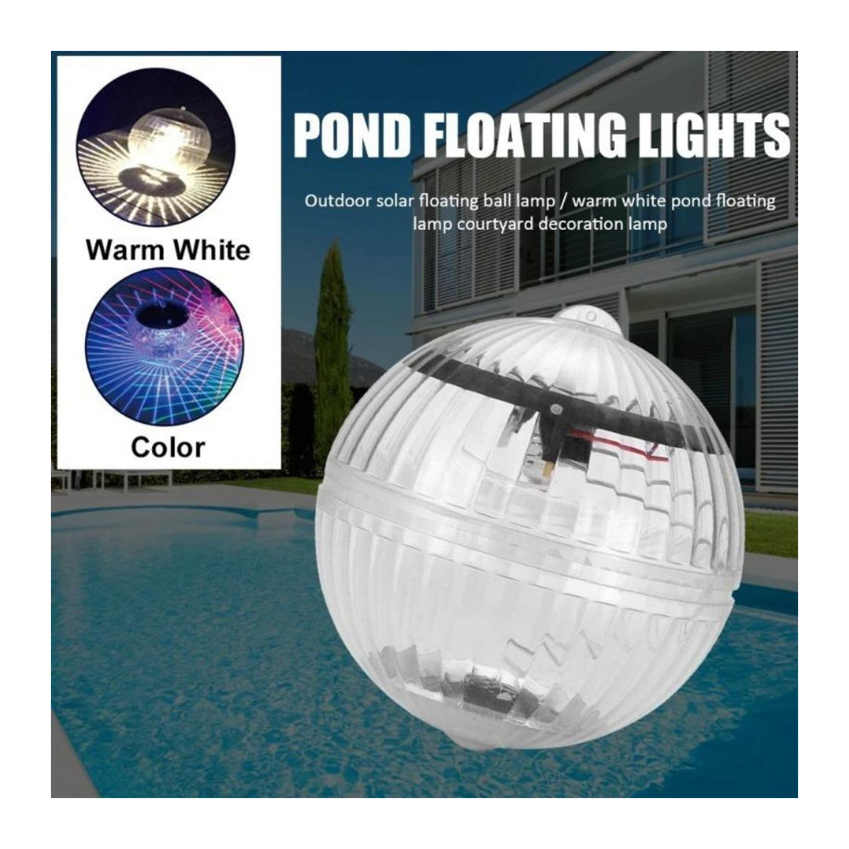 Lanzhong Solar Schwimmlicht mit LED und Farbwechsel für Schwimmbad, Teich und Aquarium, Warmweiß und Bunt, Kunststoff - Bild 12
